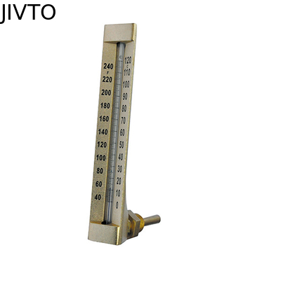 60MM 90deg औद्योगिक ग्लास थर्मामीटर 3/4 '' BSP . के अंदर लाल तरल